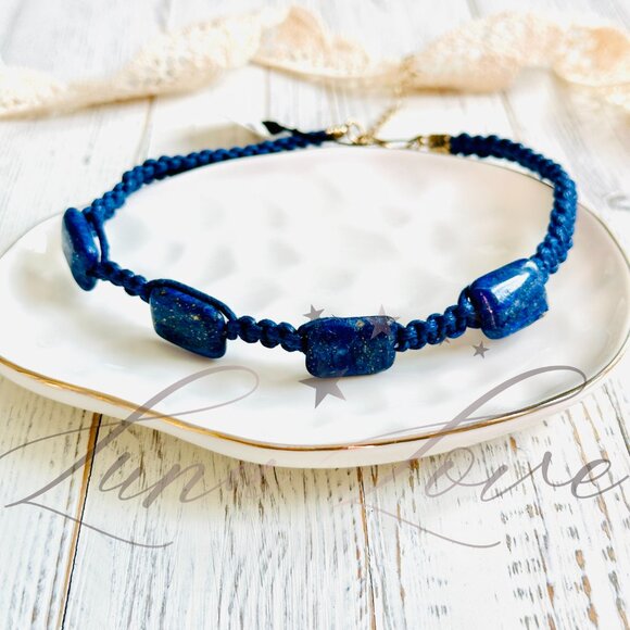 FREE PEOPLE Sweet Carolina Choker In Blue Lapis NWT - Picture 4 of 6